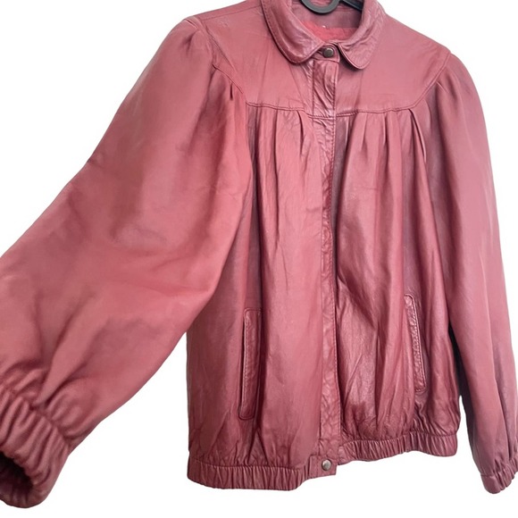 Vintage Intuitions Red Leather Long Sleeve Collared Jacket Size 12 - Picture 3 of 5